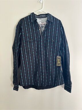 Scully Black Shirt with Teal Pattern — Men's Button-Down NWT